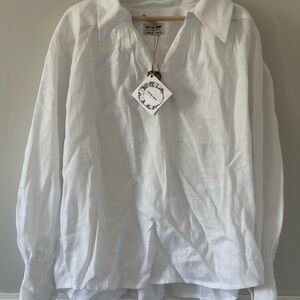 Cotton Candy Wear white linen shirt - Custom Made size XL